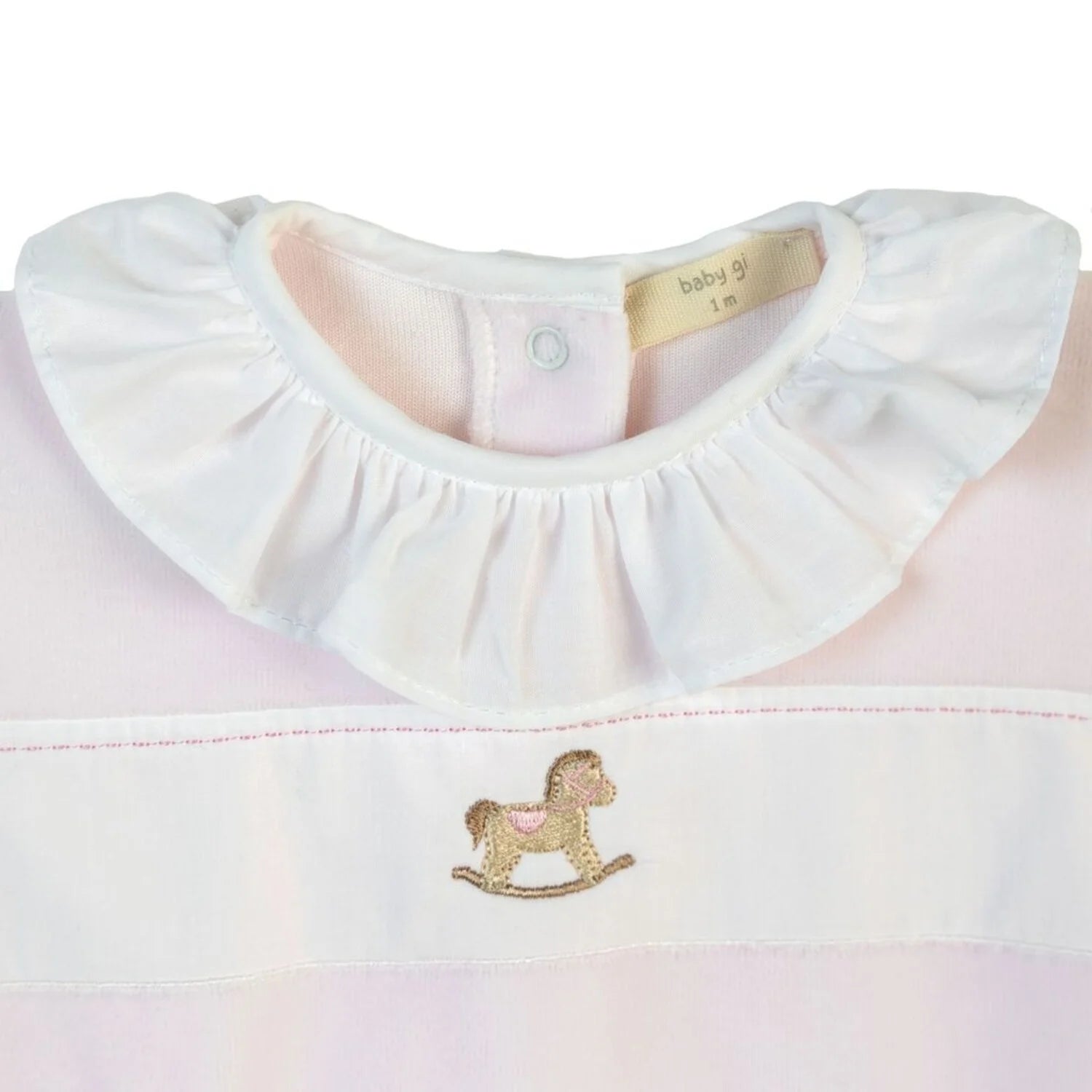 Rocking horse babygrow with pique.