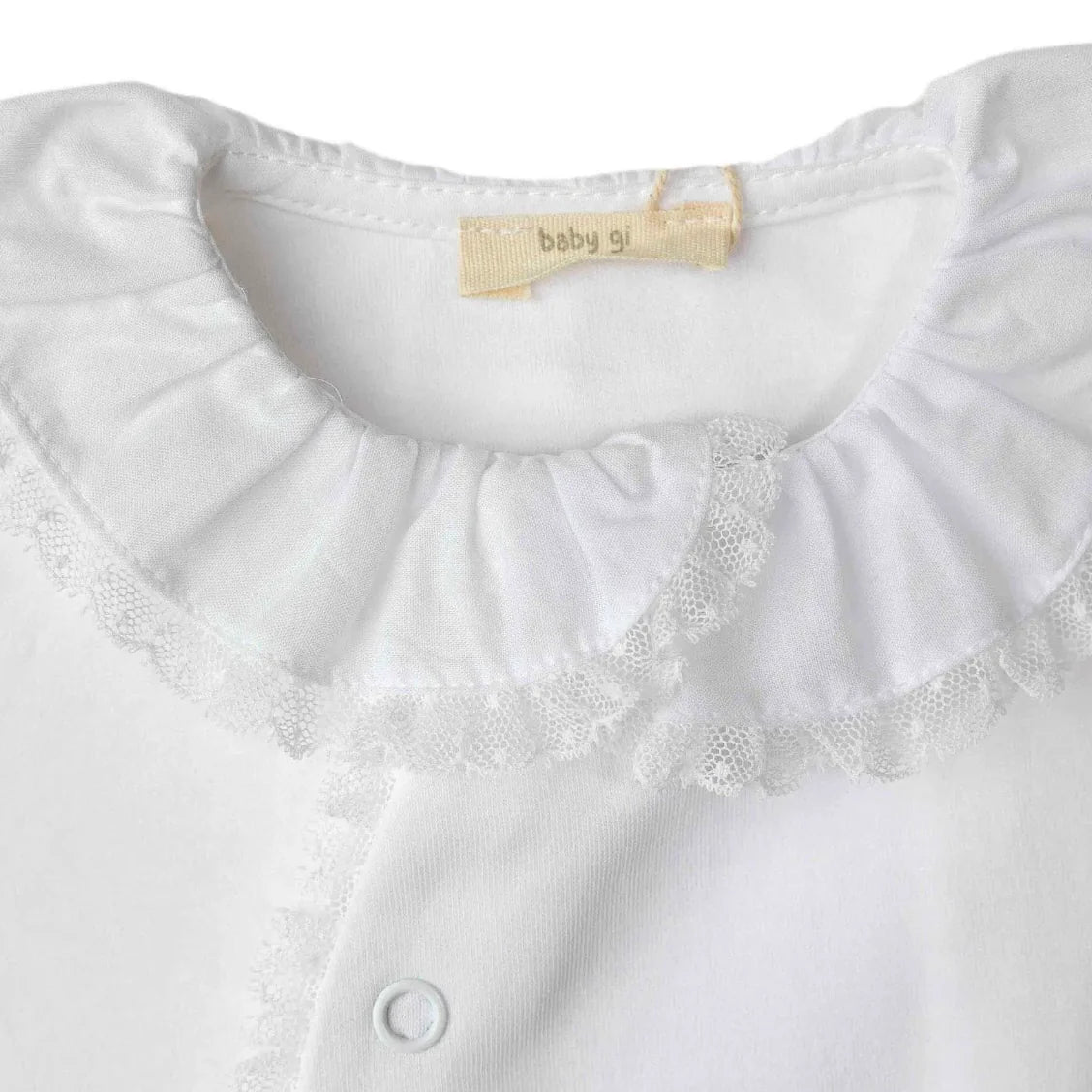 Velour baby grow with lace
