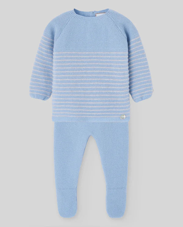 Essentia stripped cashmere wool sweater and leggings set.
