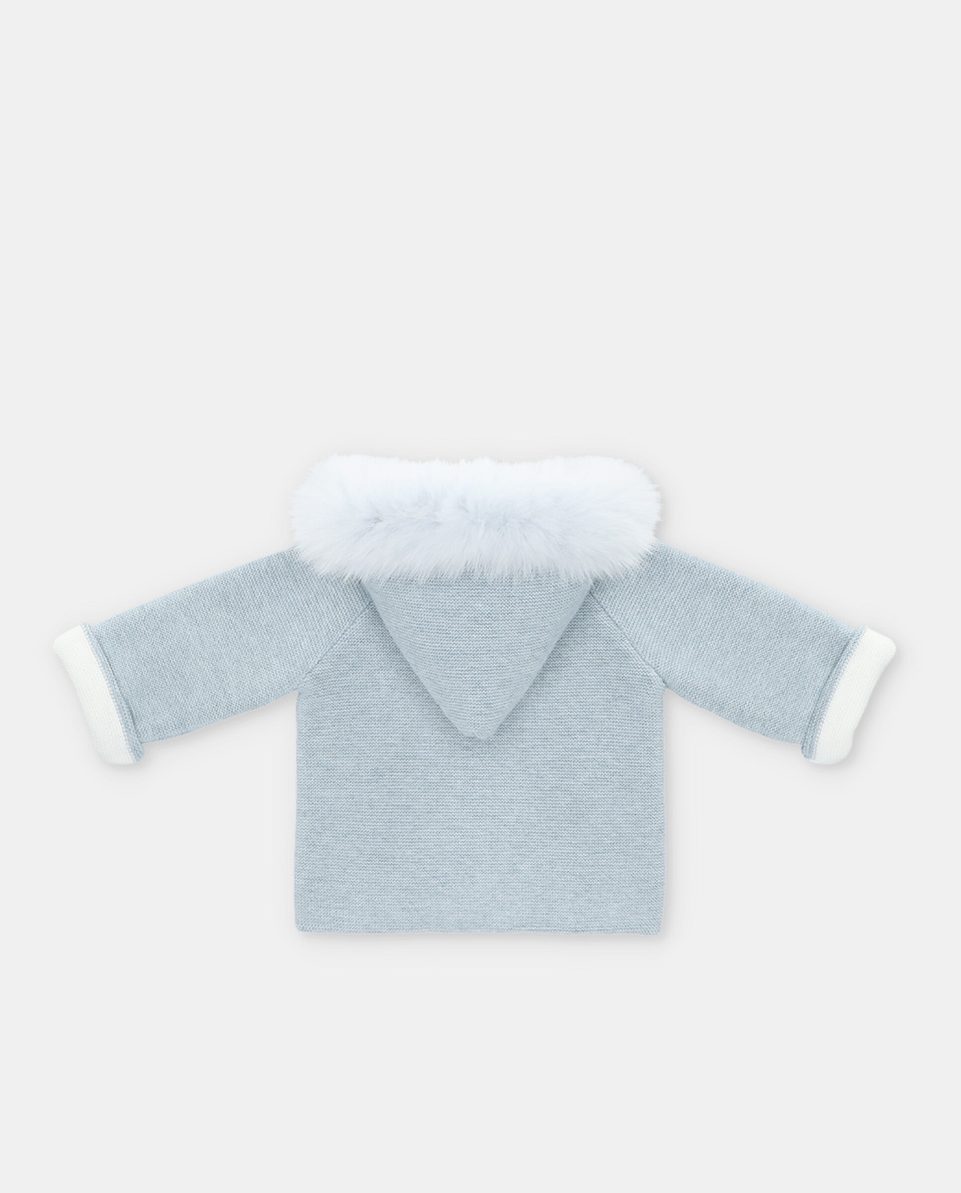 Unisex knitted  hooded coat with real fur