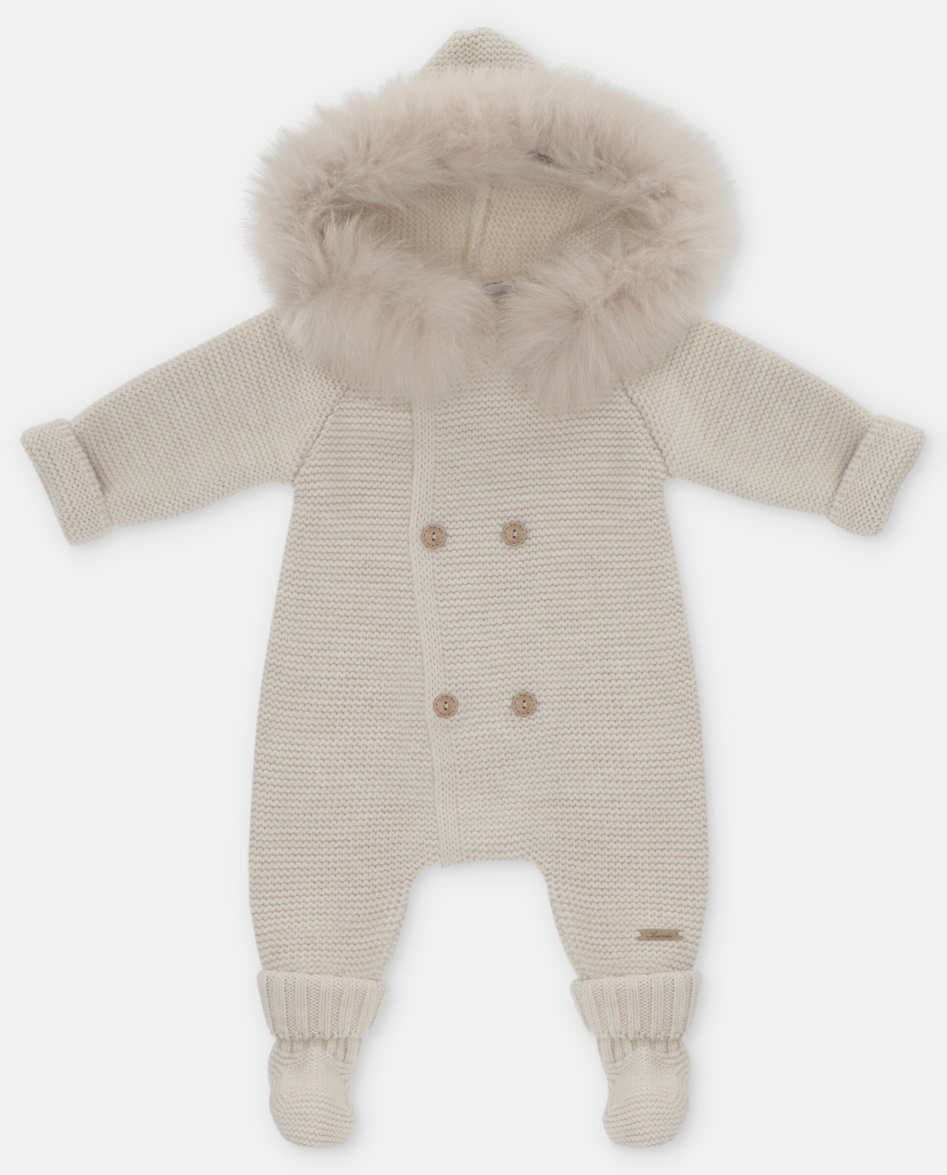 Unisex knitted romper with real fur