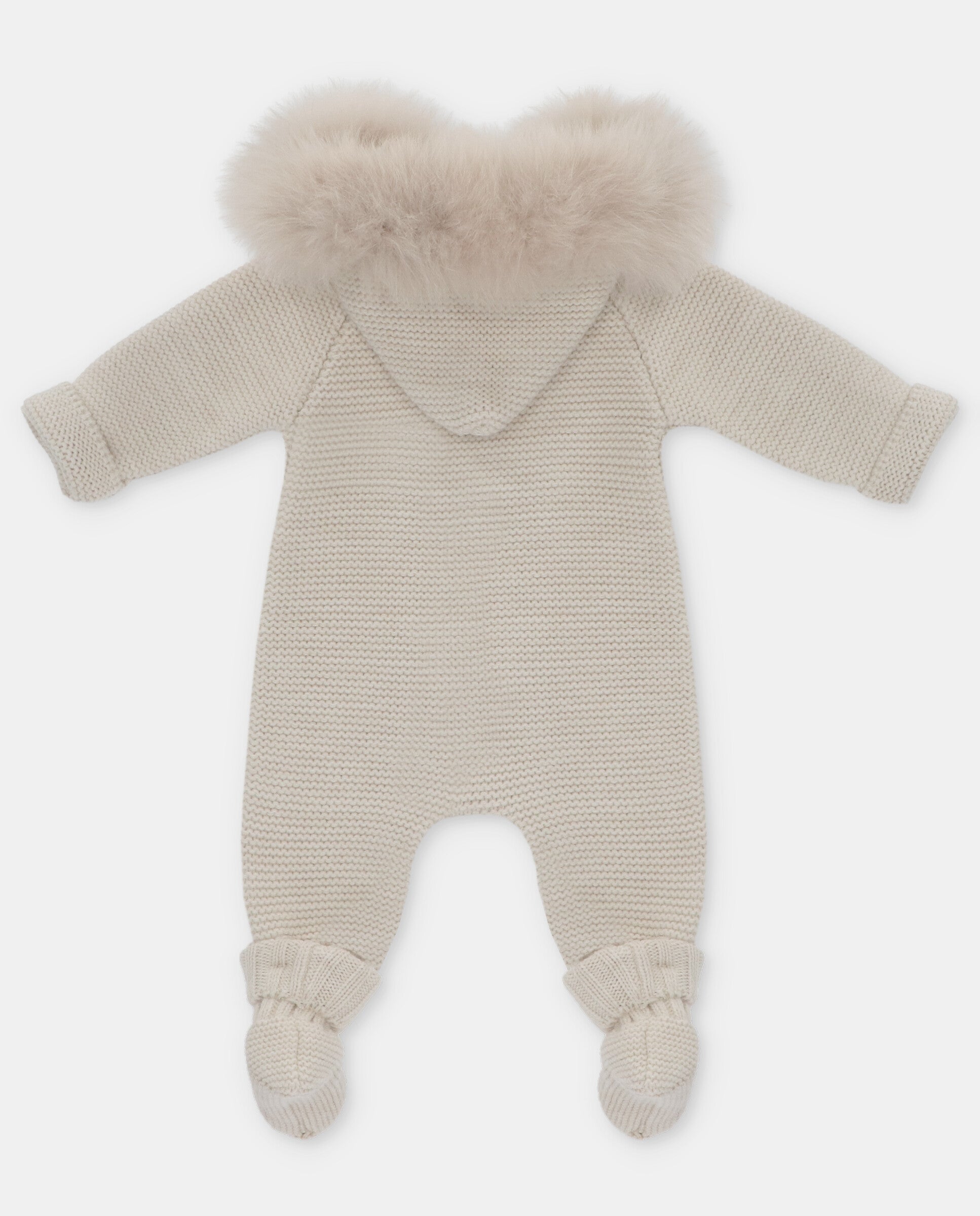 Unisex knitted romper with real fur