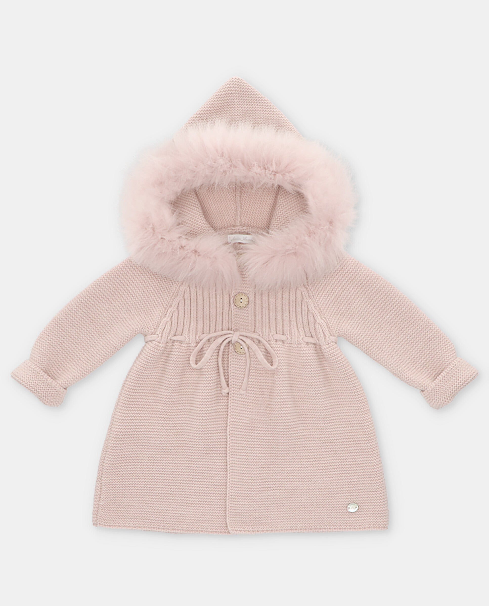 Knitted Chic coat with real fur for girls