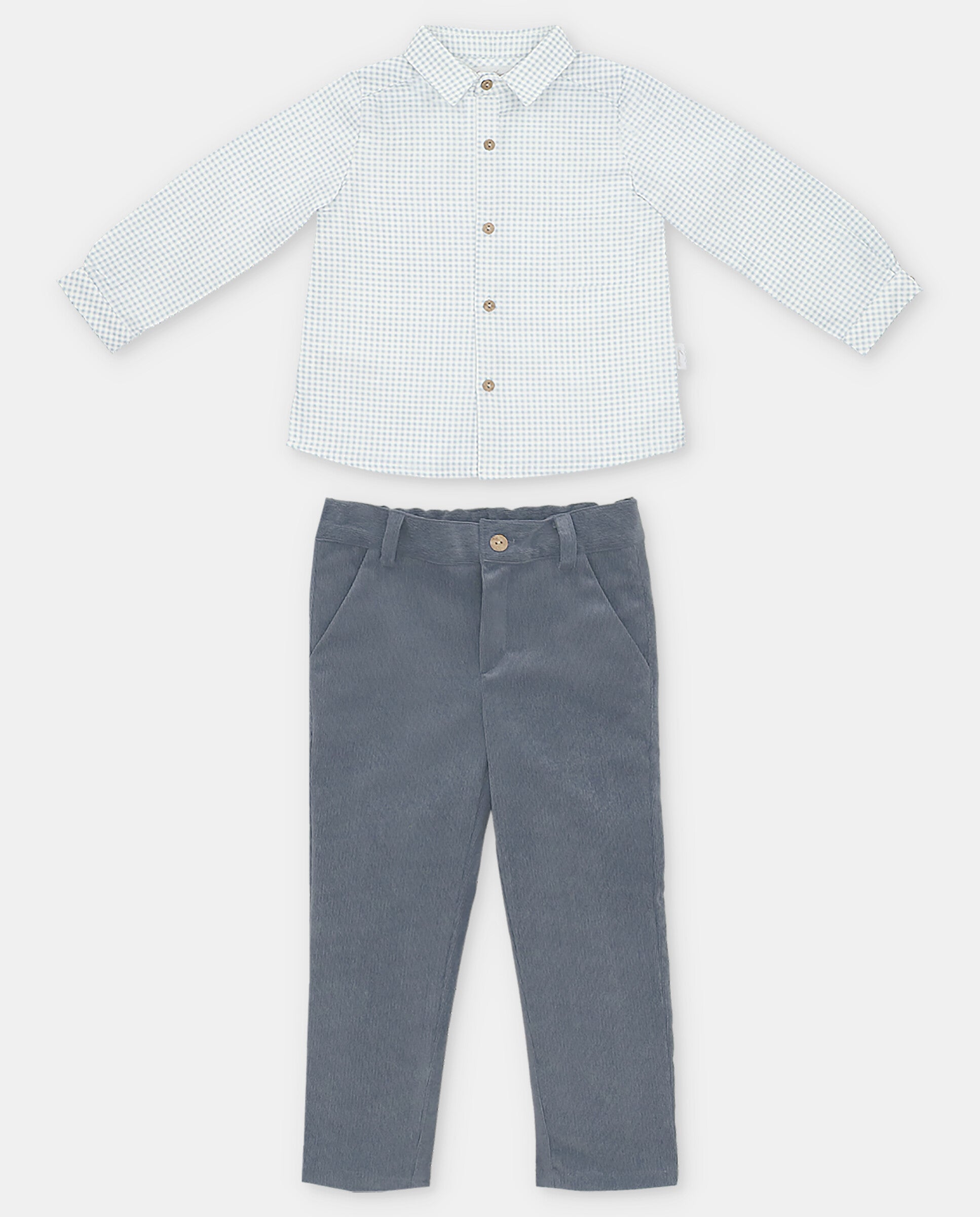 Woven shirt and pants set for boys