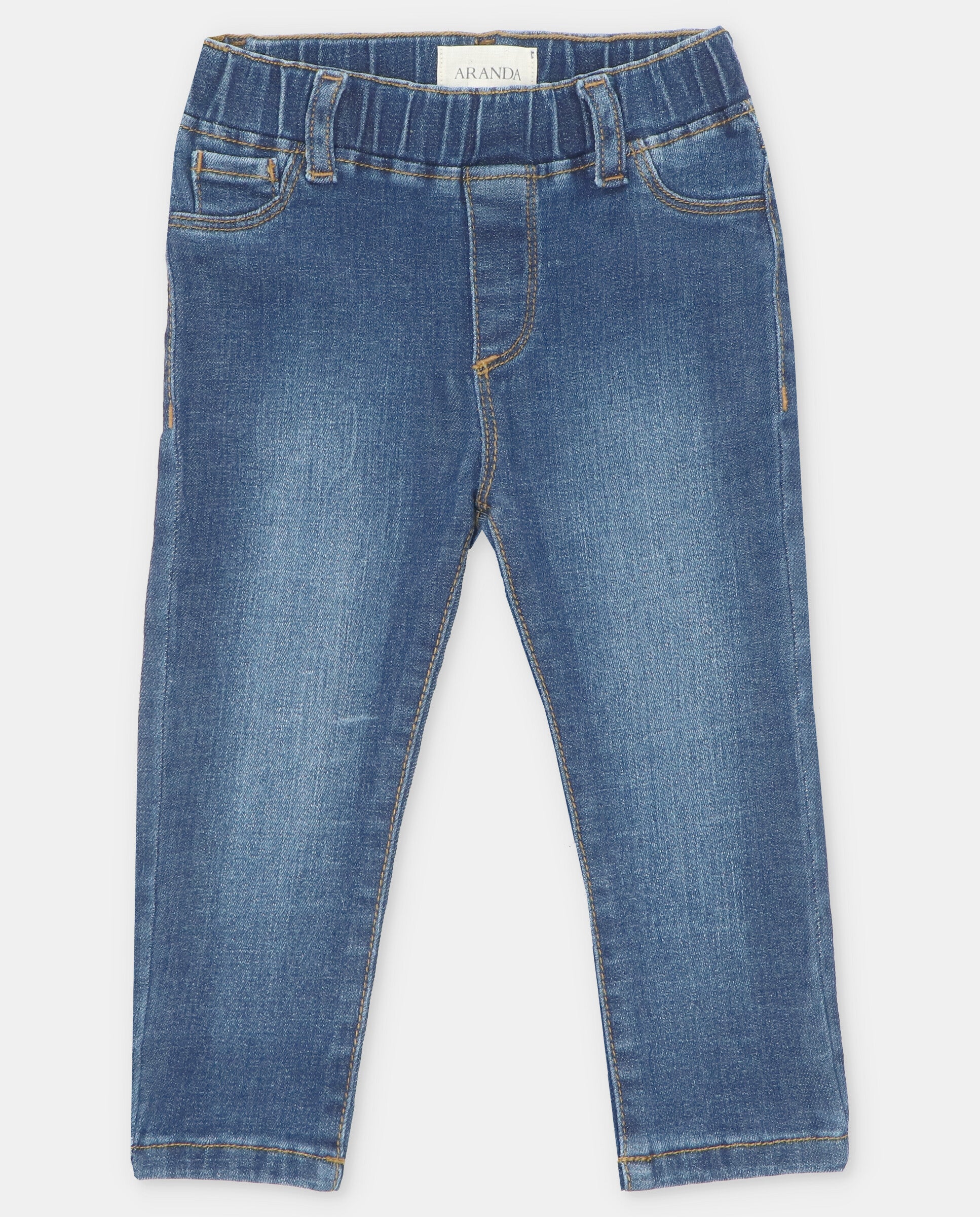 Unisex denim pants with waistband