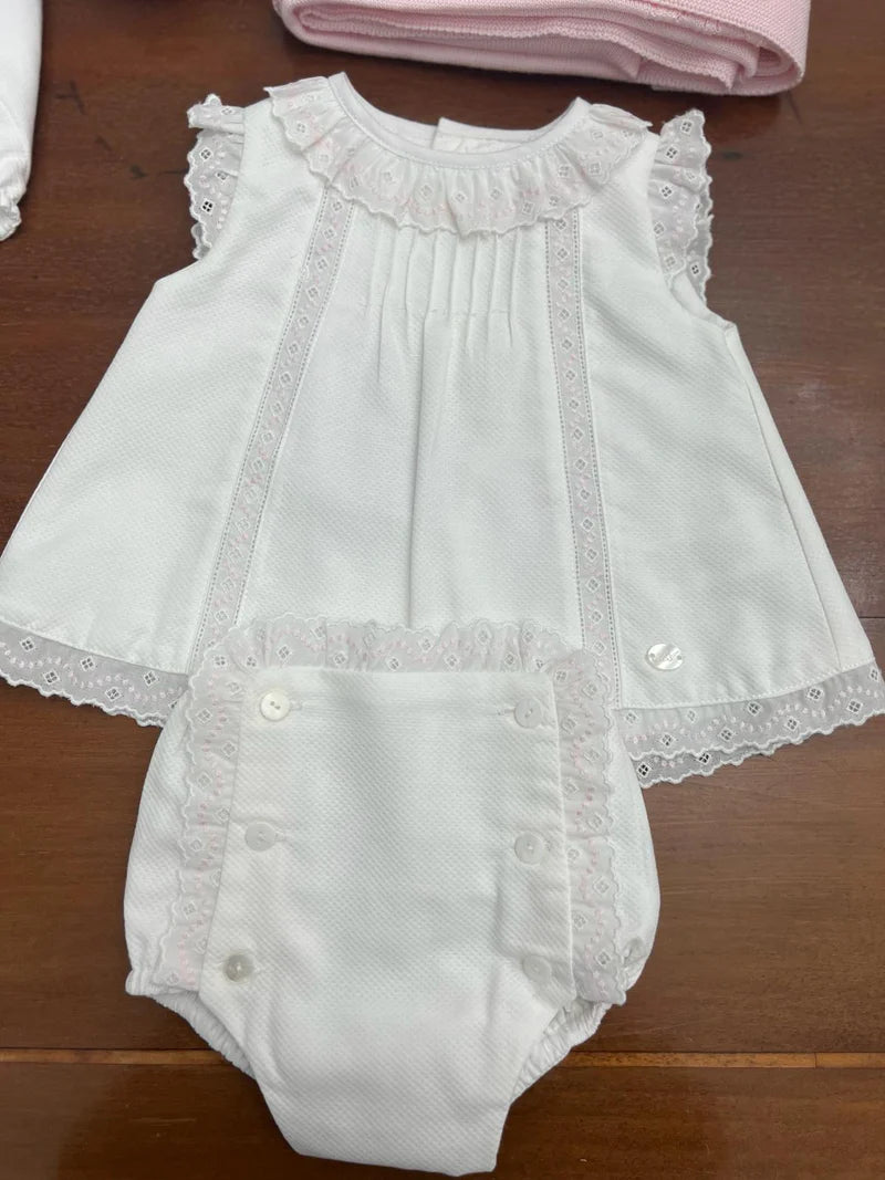 Elegant White Lace Baby Dress Set