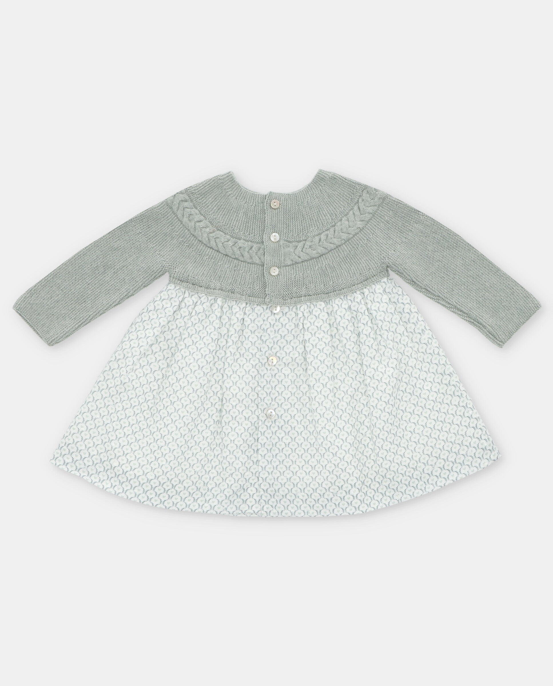 Woven dress with knitted top