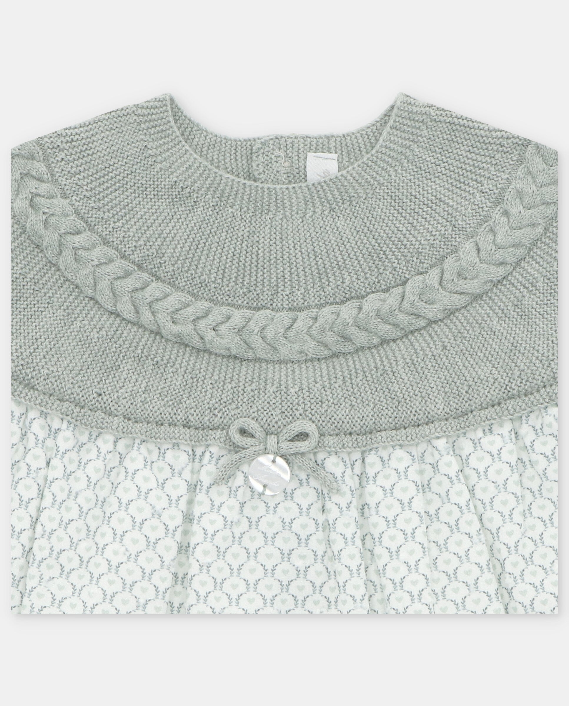 Woven dress with knitted top