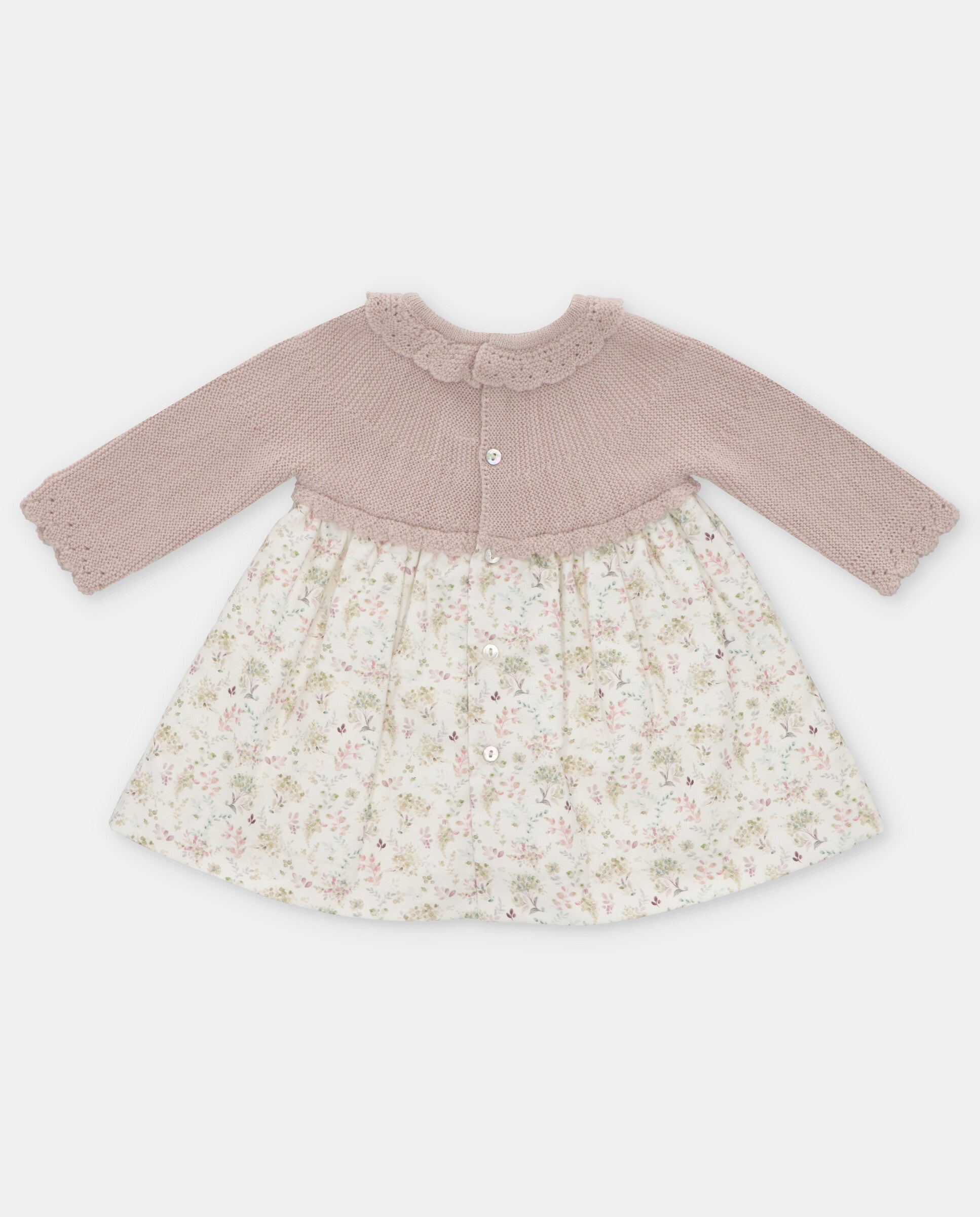 Wooven dress with knitted top