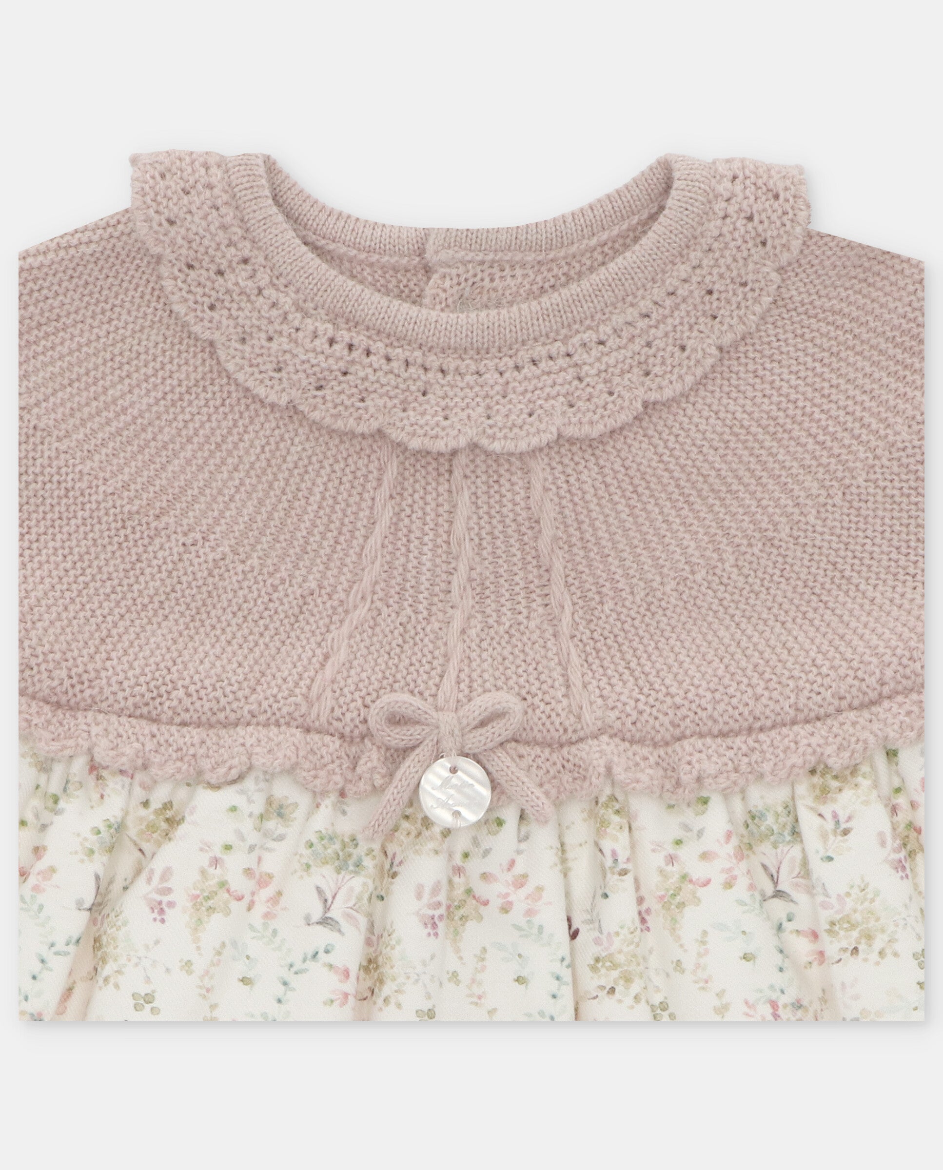 Wooven dress with knitted top