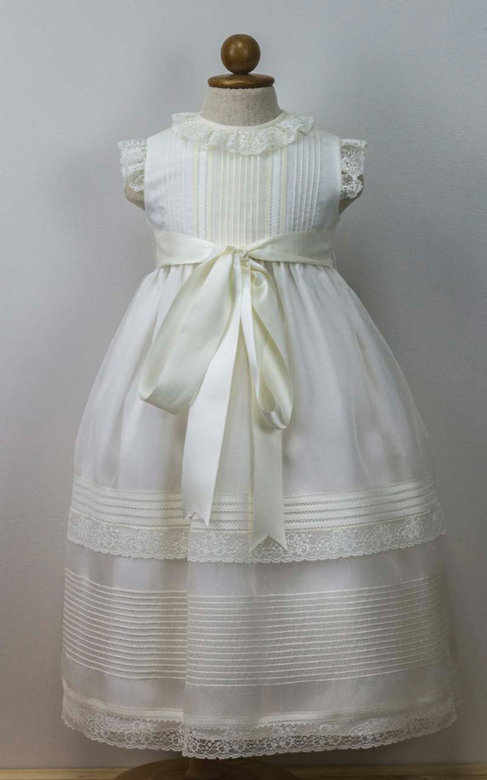 Vintage Lace Baby Baptism Dress with Pintuck Detailing