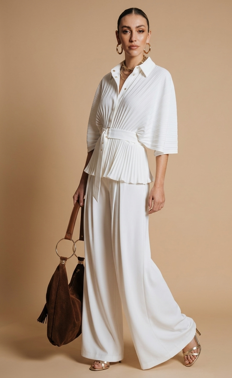 Pleated Shirt and Pant Set