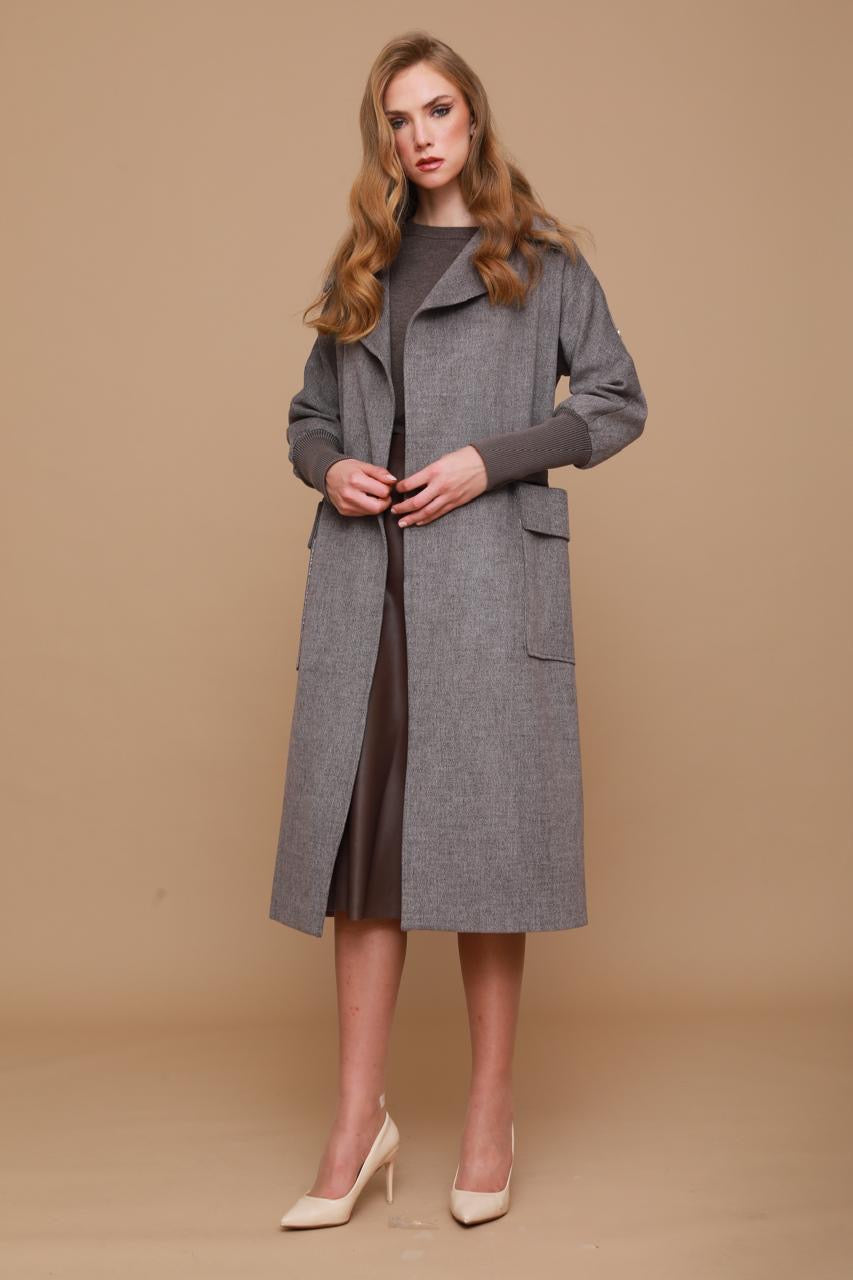Fitted Arm Tan Coat with Shoulder Button Detail