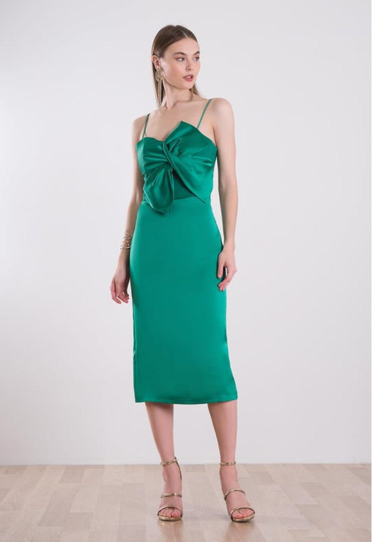 Thin Strap Satin Midi Dress