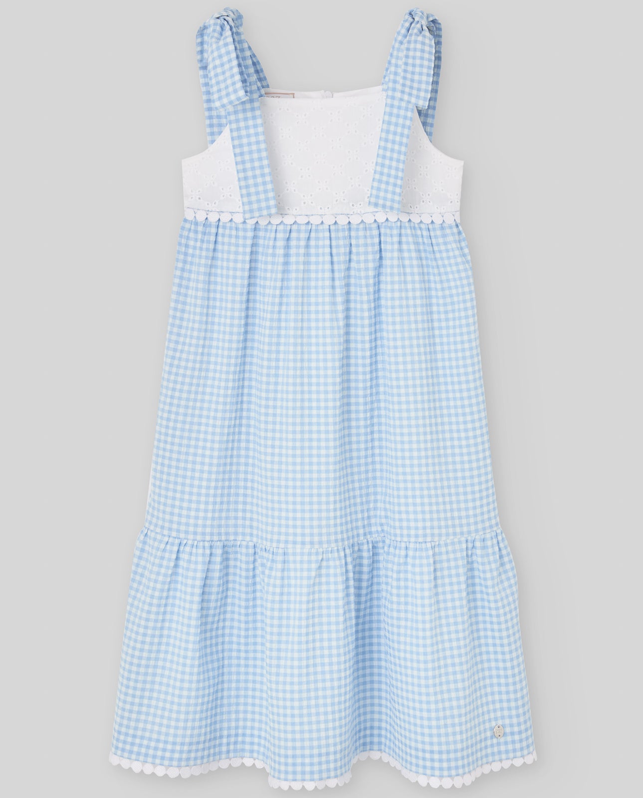 Blue Gingham Bow Strap Dress