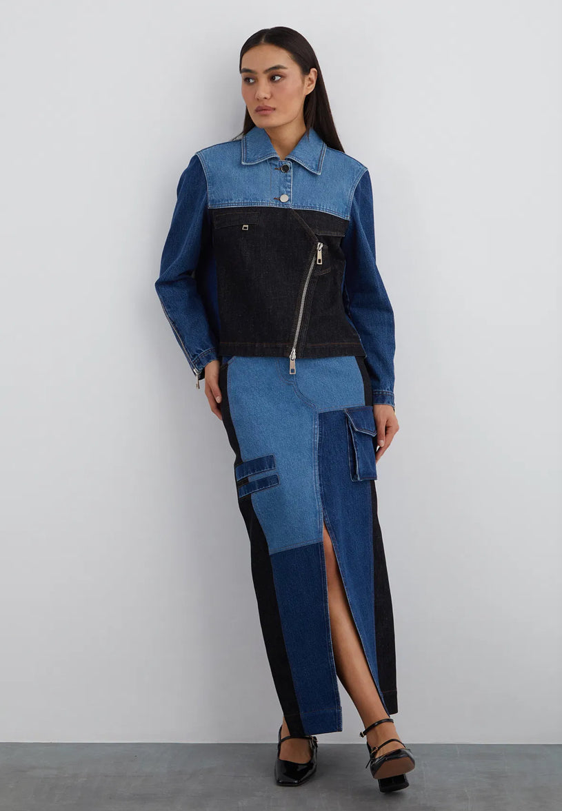 Asymmetric Multi-Piece Denim Jacket