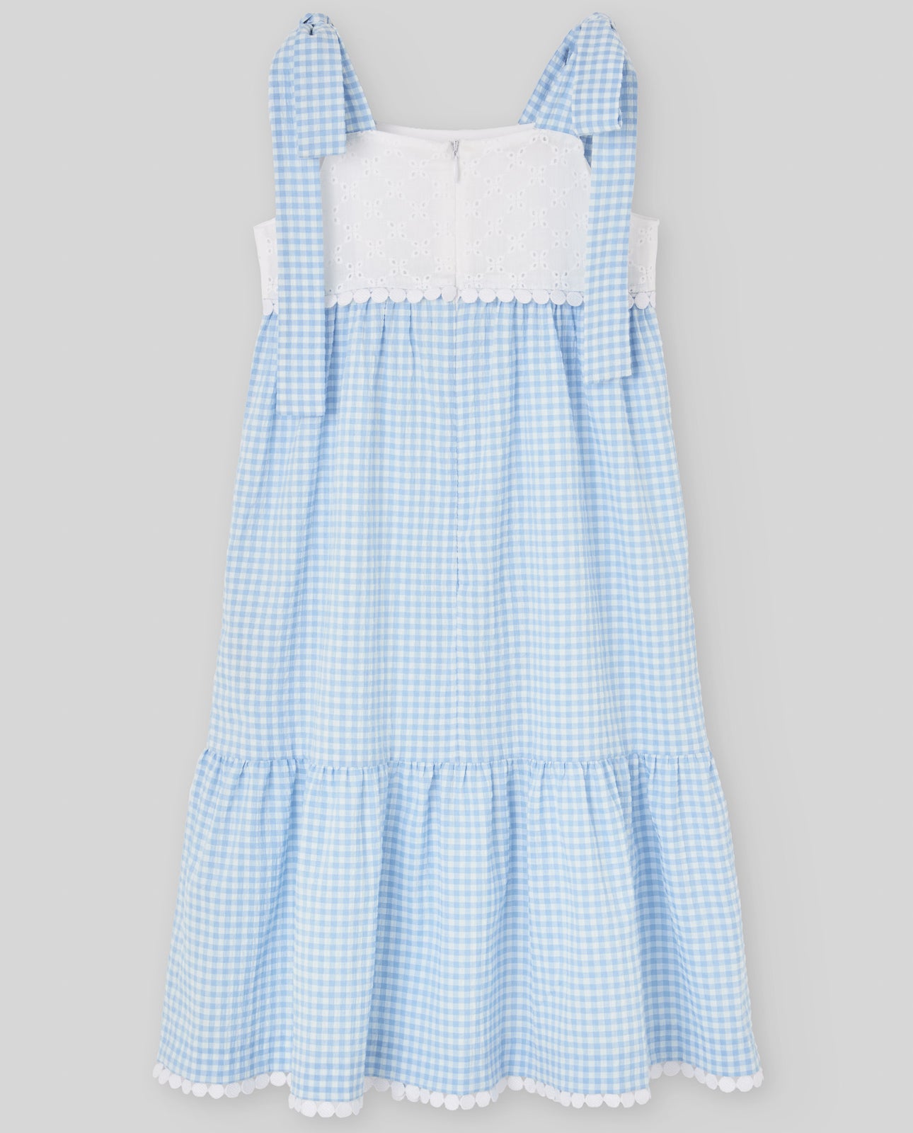 Blue Gingham Bow Strap Dress
