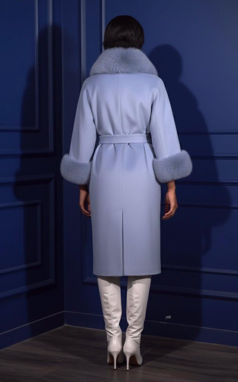 Faux Fur Trim Wrap Coat