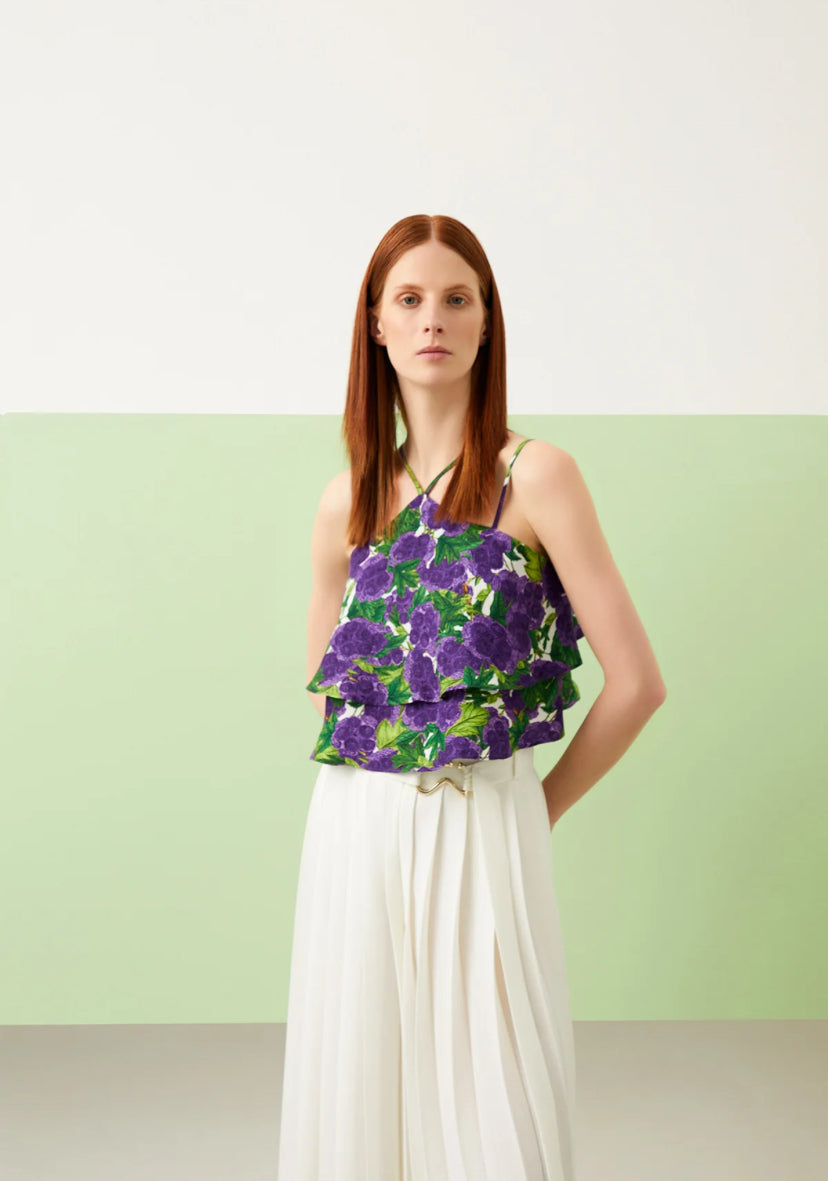 Purple Patterned Neck Tie Top