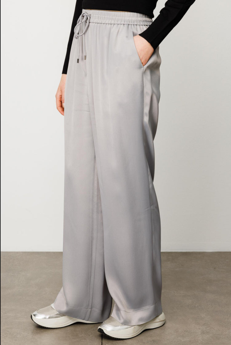 Elastane Belted Loose Cut Trousers