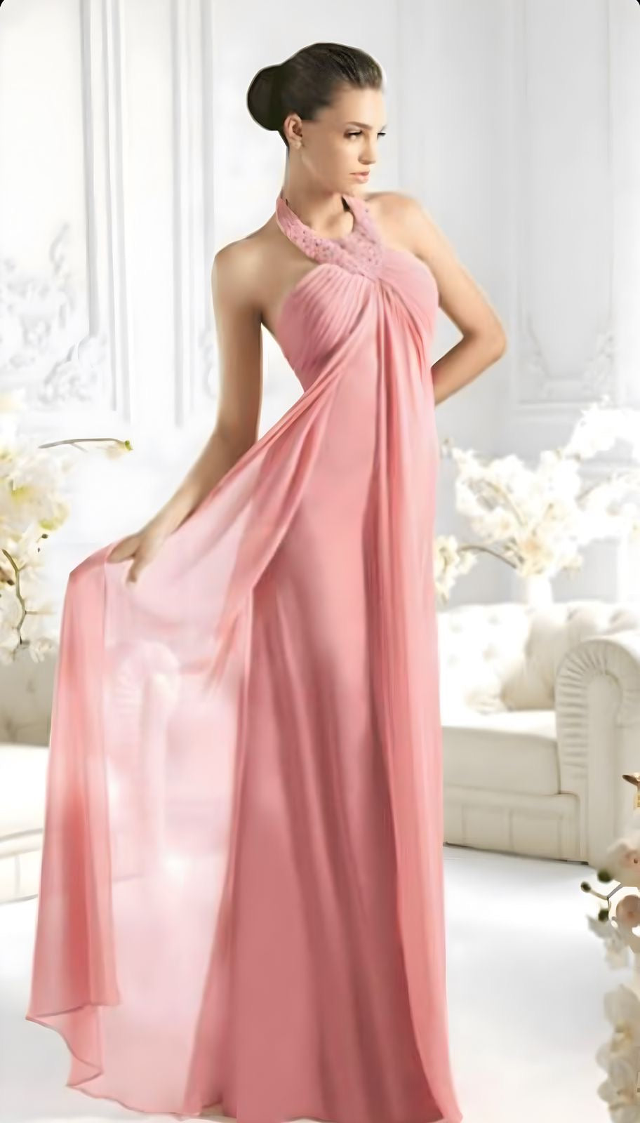 Halter Neck Chiffon Evening Gown by It’s My Party Barcelona