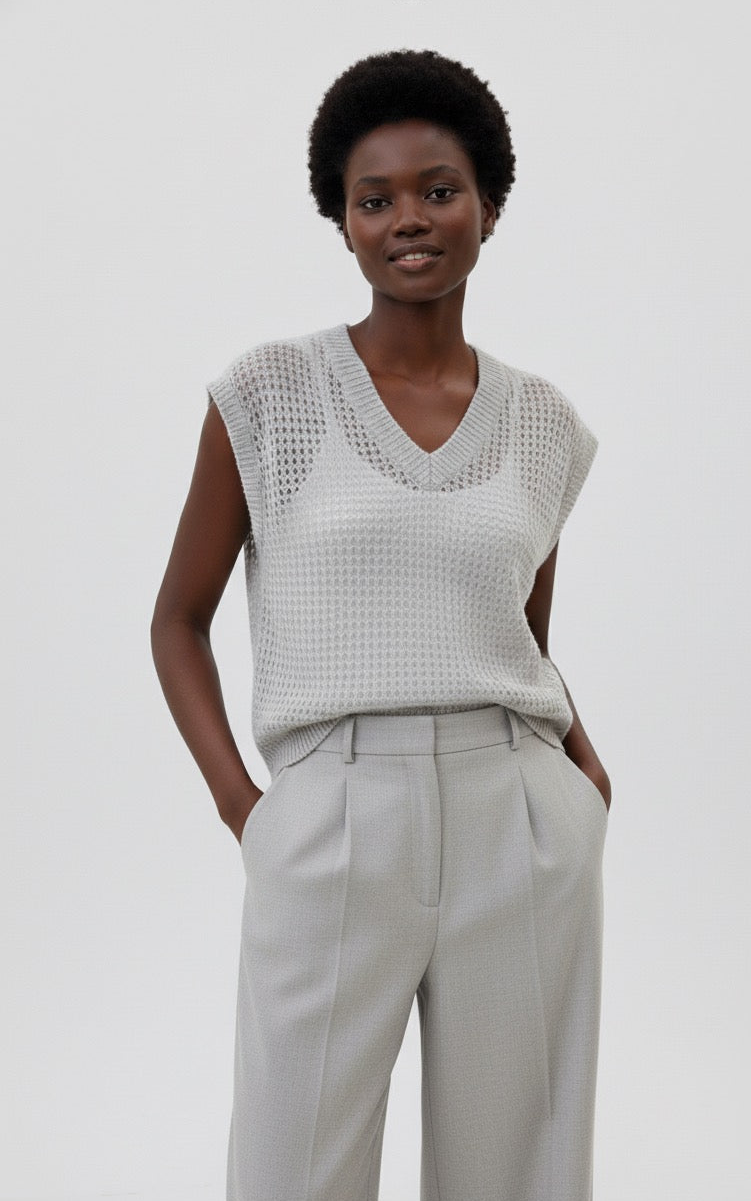 Short-Sleeve V-Neck Cashmere