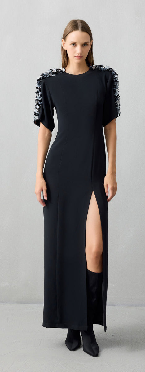 Black Dress with Details on the Arms
