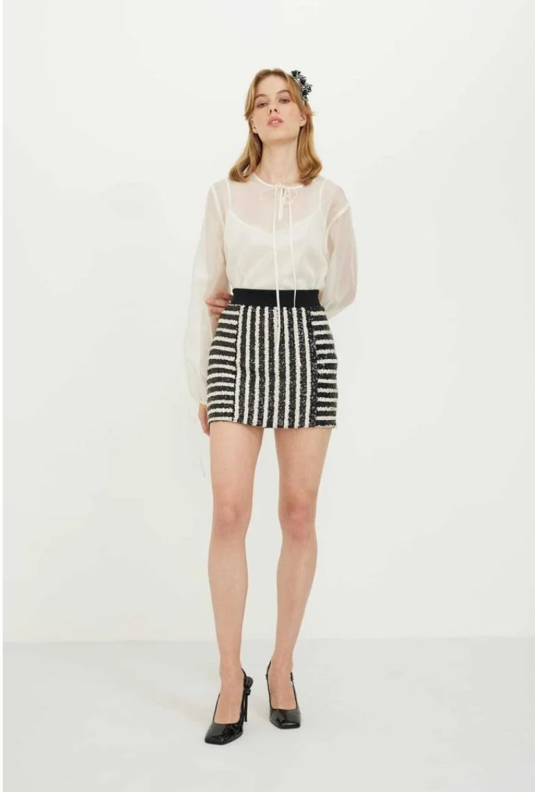 Elastic Waisted Sequined Mini Skirt