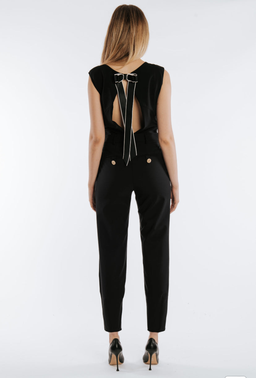 Black Back Detailed Jumpsuit