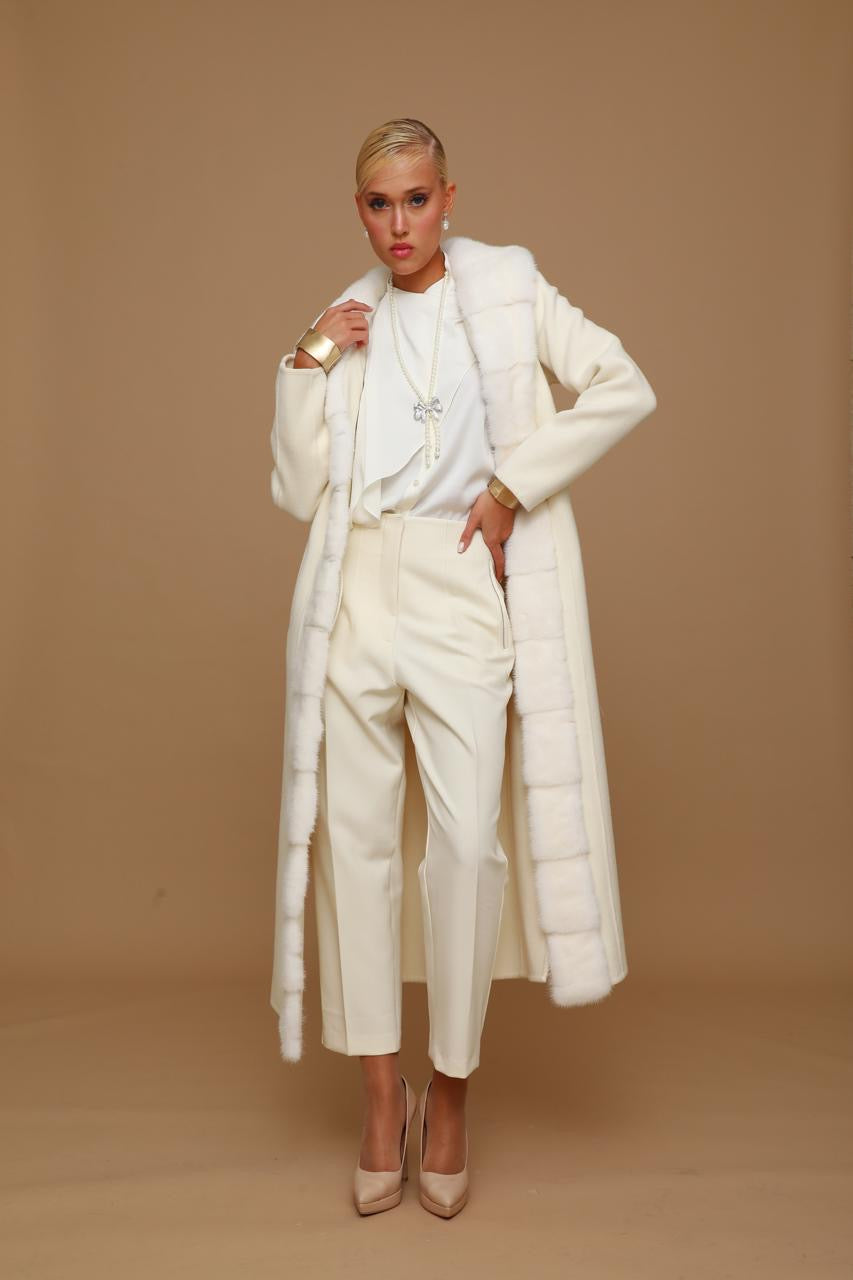 Mink Fur-Trimmed Coat