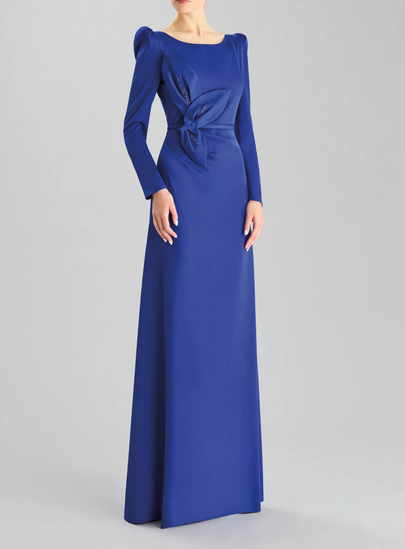 Luxurious Long-Sleeve Crepe Fit and Flare Dress - Pronovias