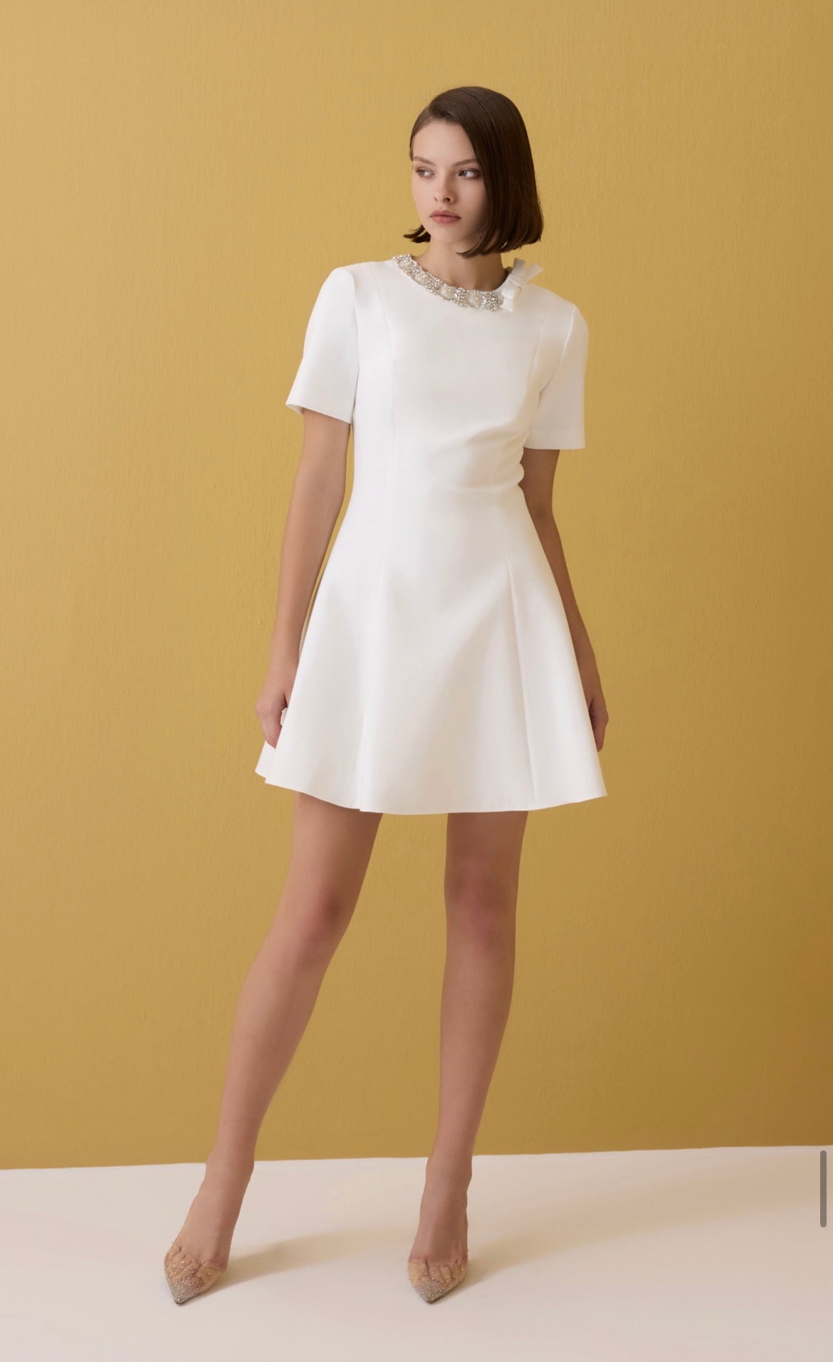 Jeweled Neckline Mini Dress