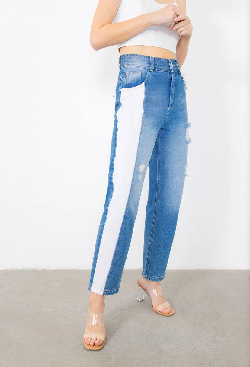 White Jean Detailed Embroidered Jeans.