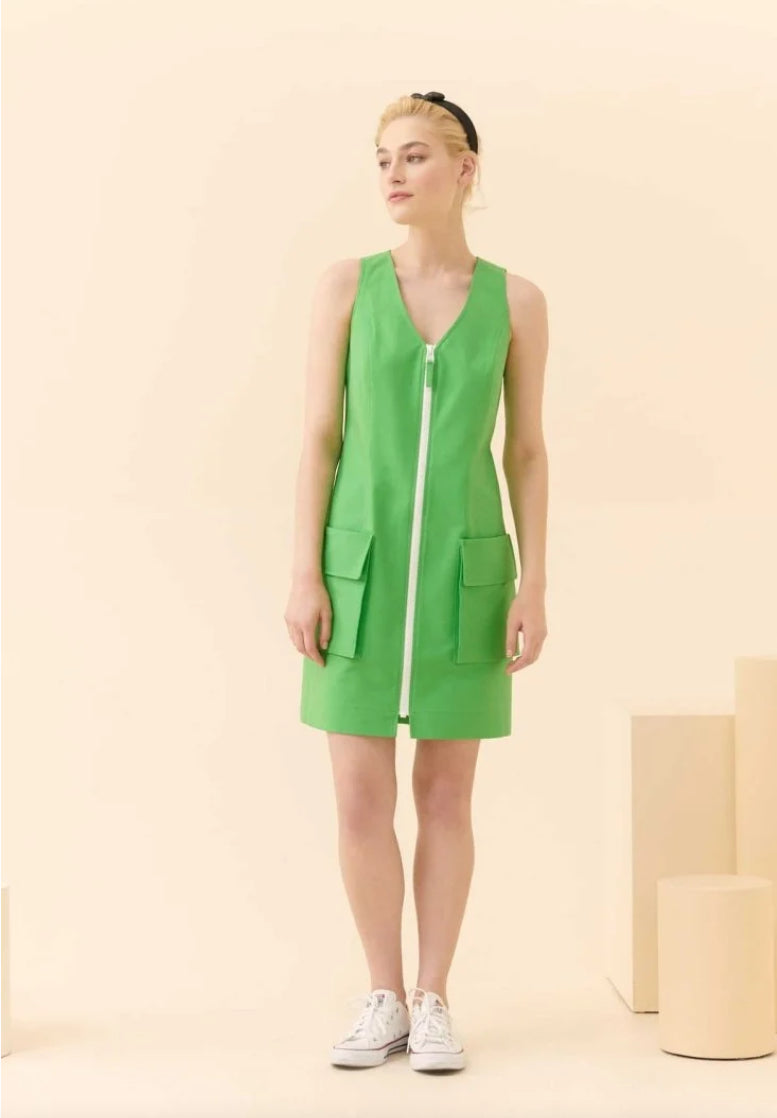 Zippered Mini Oversized Green Dress
