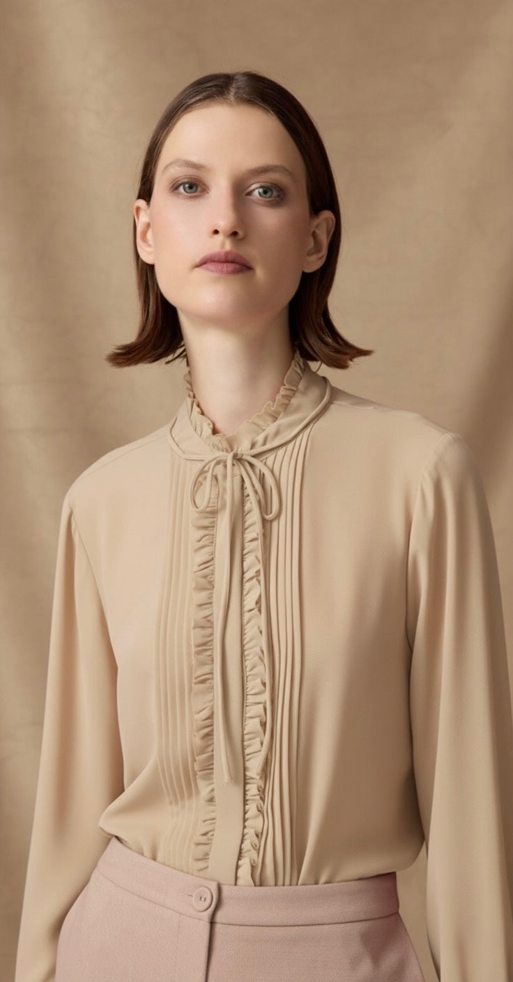 Pleated Ruffle Blouse