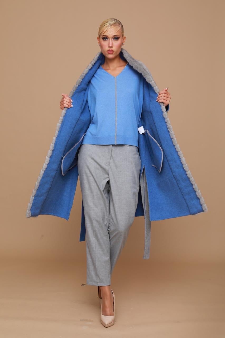 Mink Fur-Trimmed Coat
