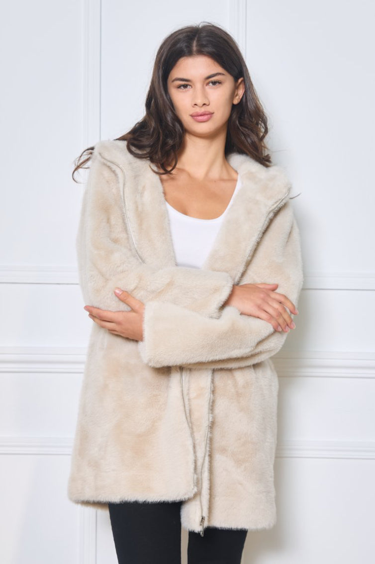 Faux Fur Zip-up Coat