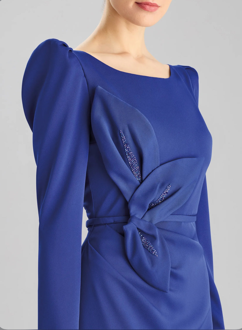 Luxurious Long-Sleeve Crepe Fit and Flare Dress - Pronovias
