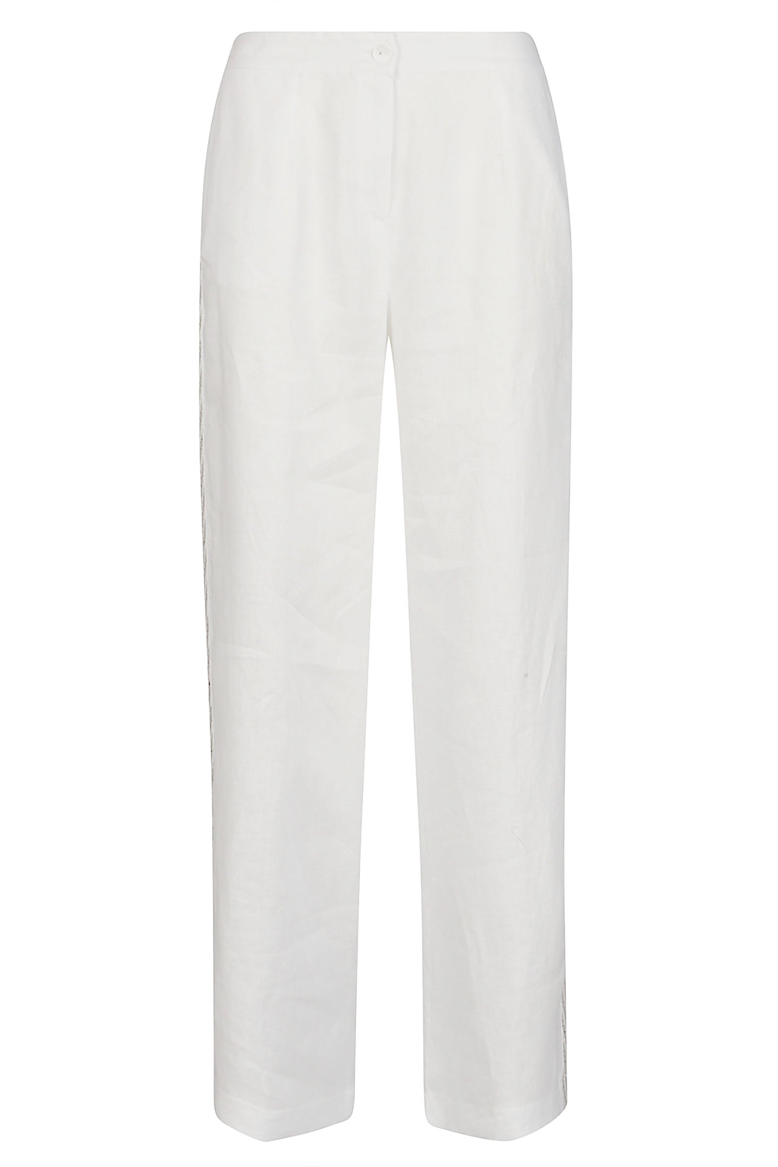 Wide leg trousers with knitted ribbon