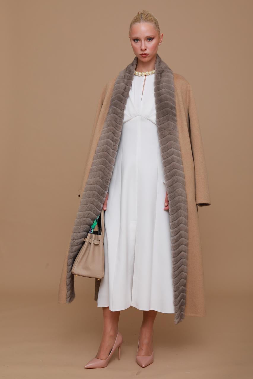 Mink Fur-Trimmed Coat