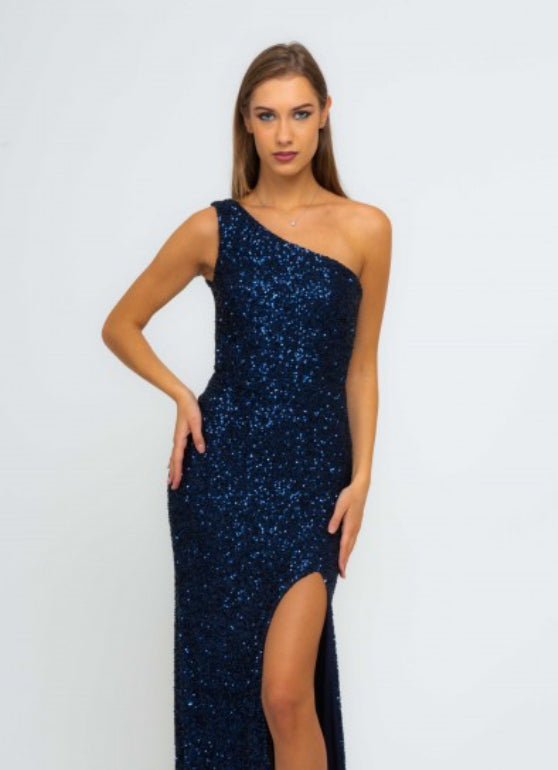 Sleeveless Sequined Evening Dress