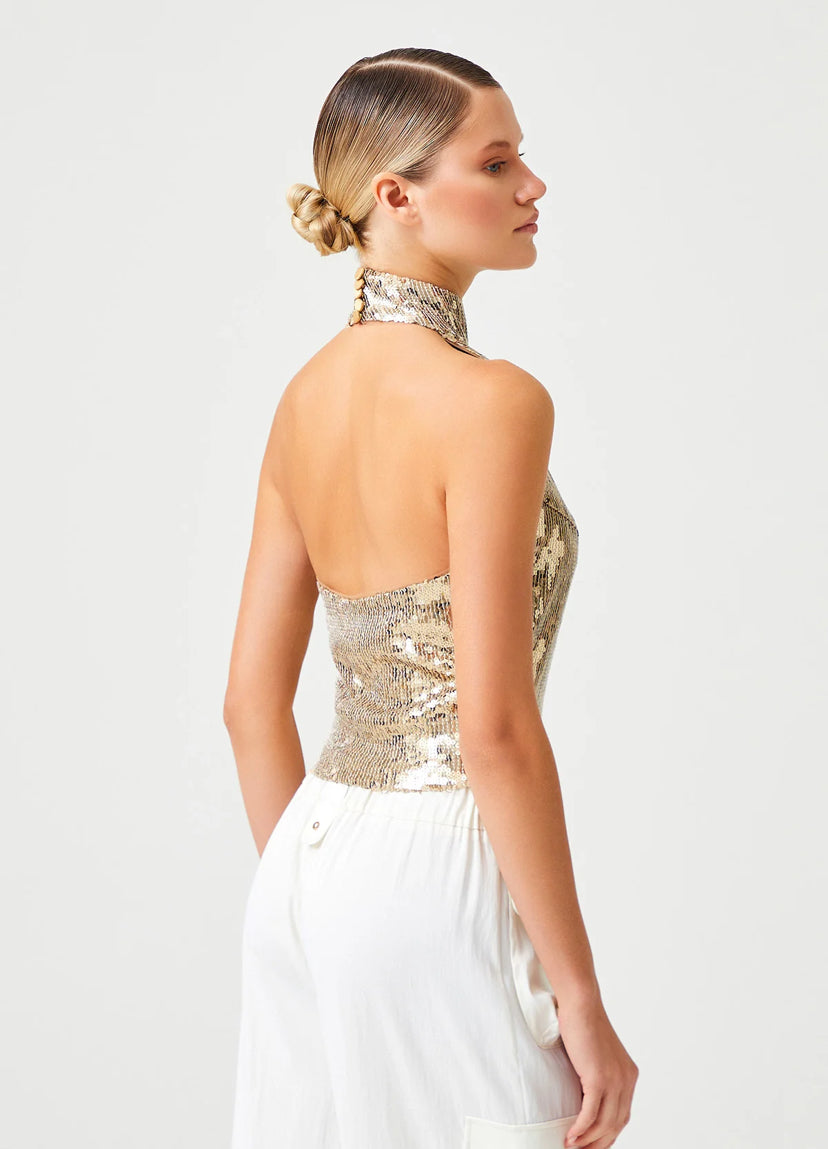 Halter Collar Payetli top