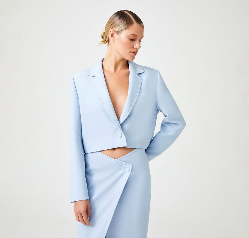 Cropped Blazer and Skirt Set