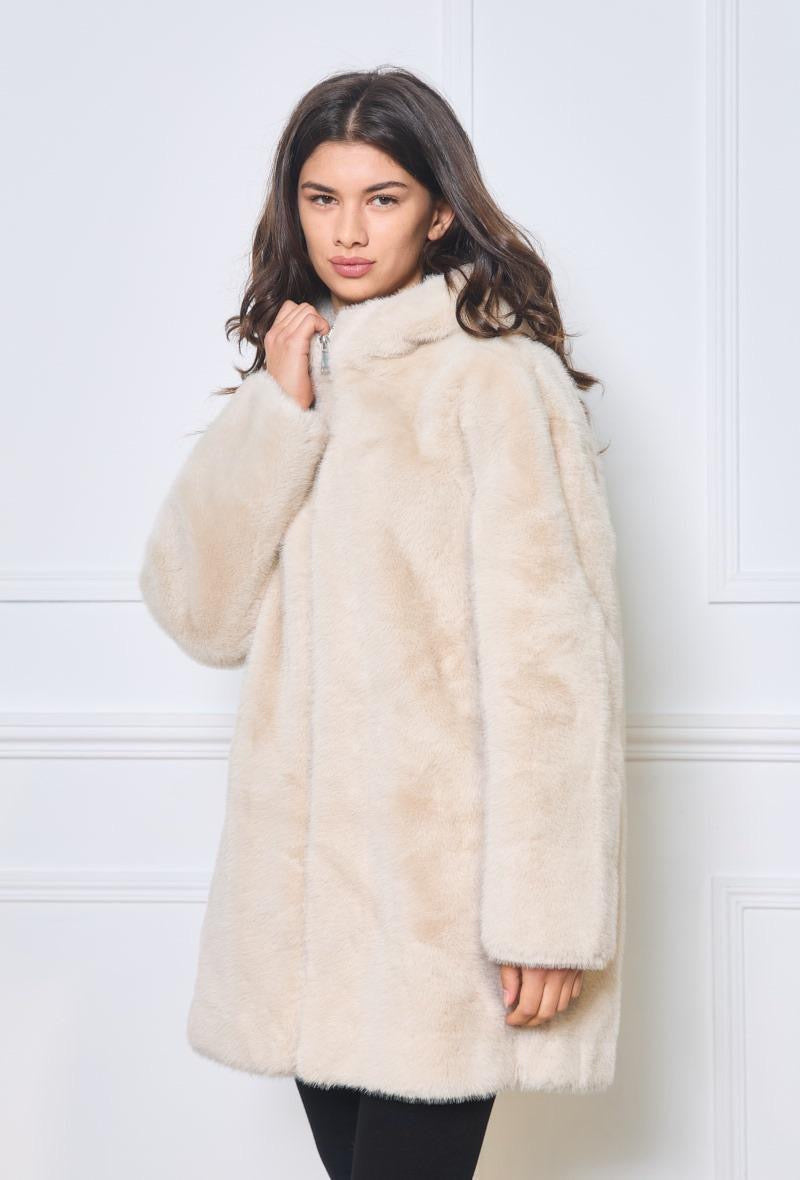 Faux Fur Zip-up Coat