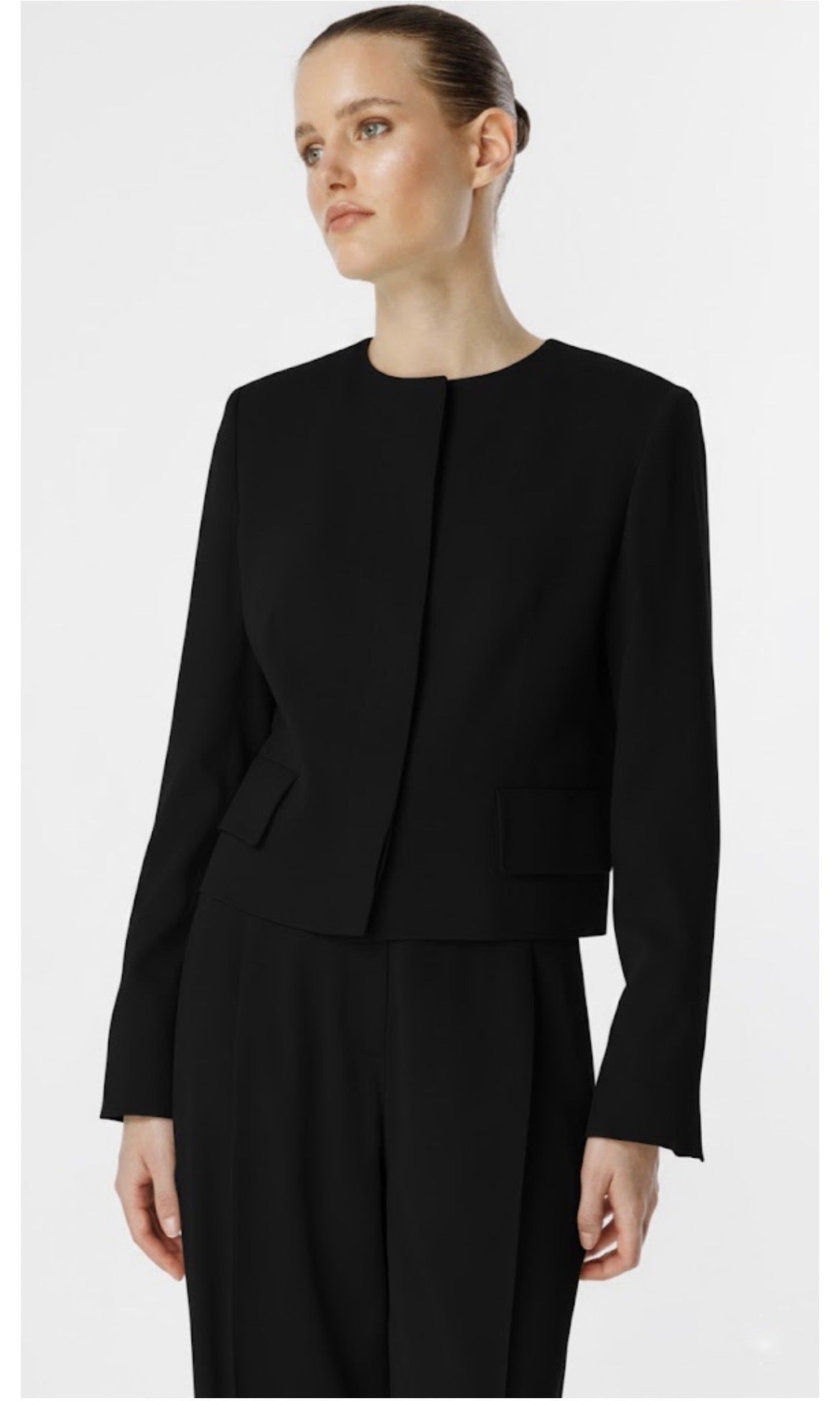 Black Collarless Suit