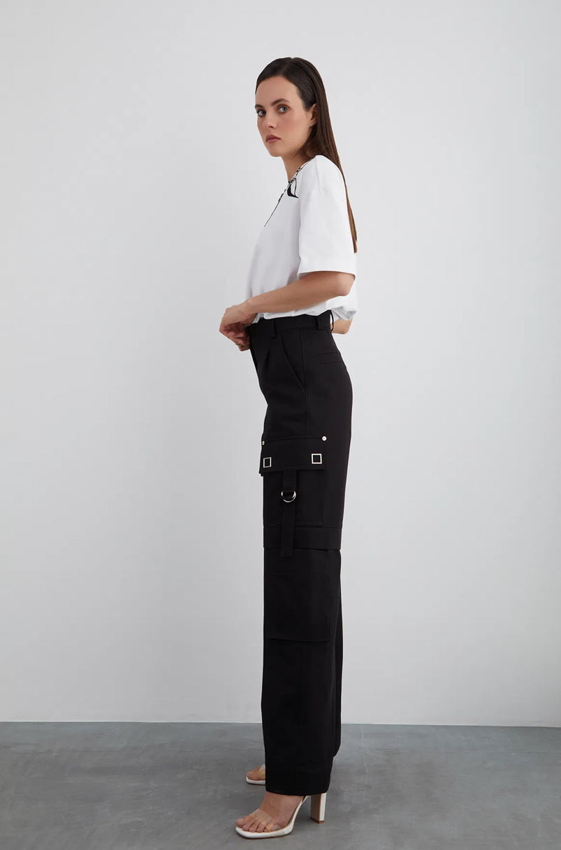 Single-Leg Zip-Off Tube Pants with Accessory Buckle