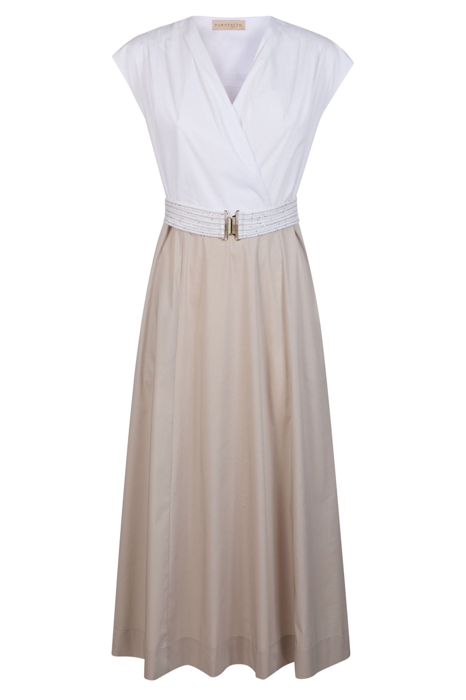 Midi dress with knitted belt.