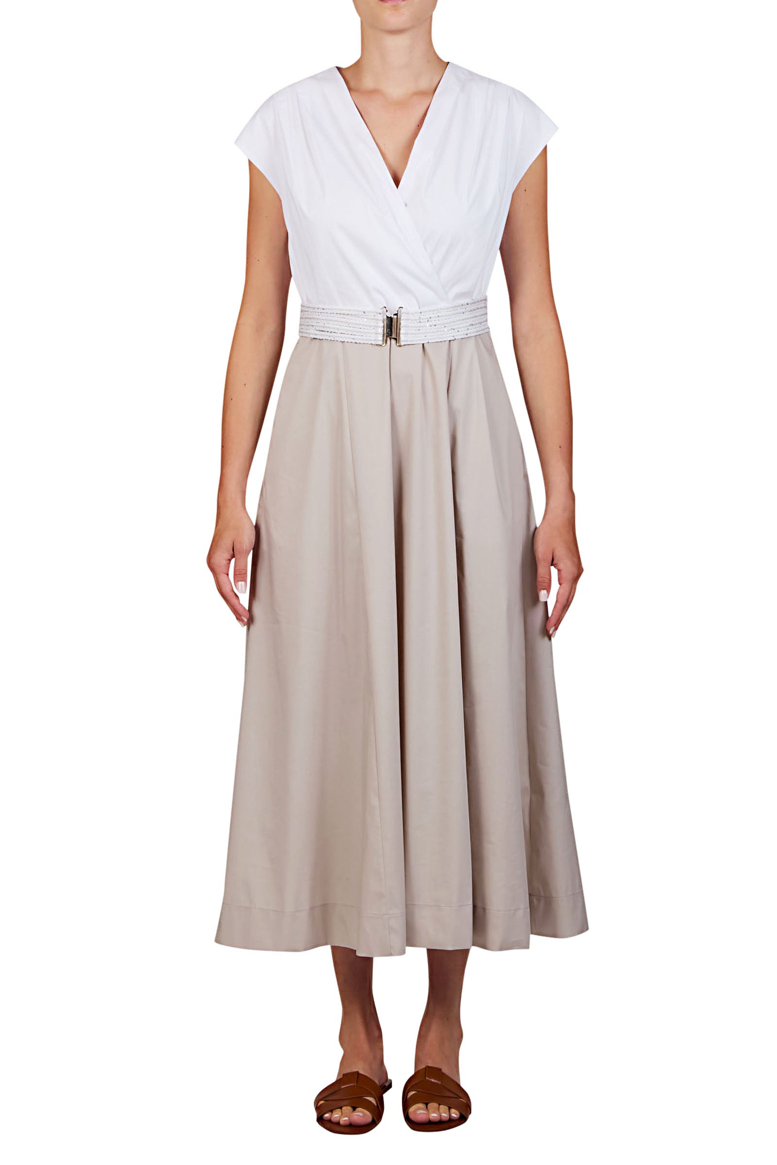 Midi dress with knitted belt.