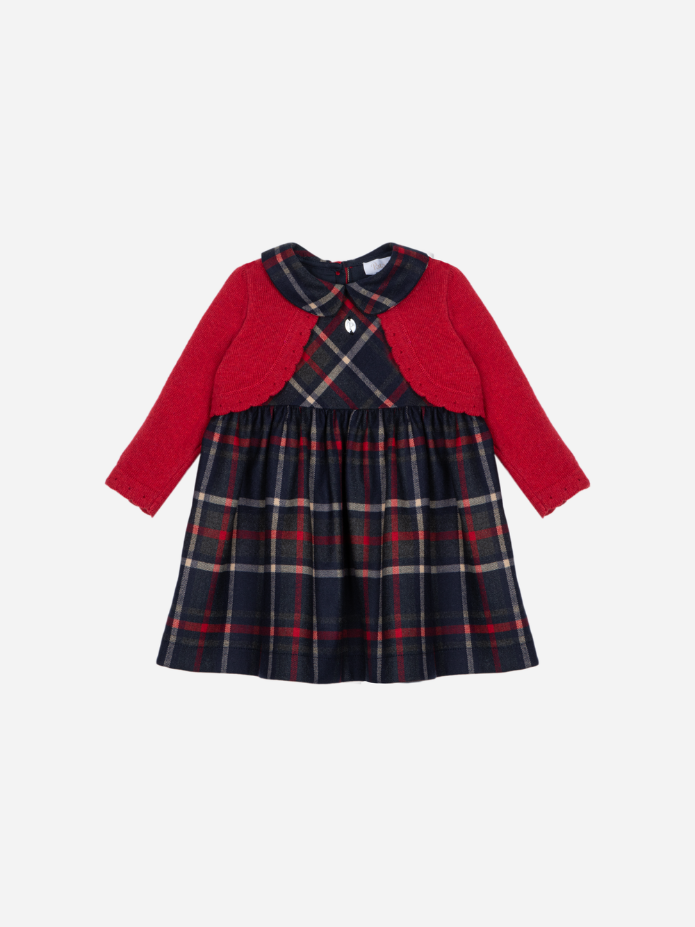 Red and marine tartan dress
