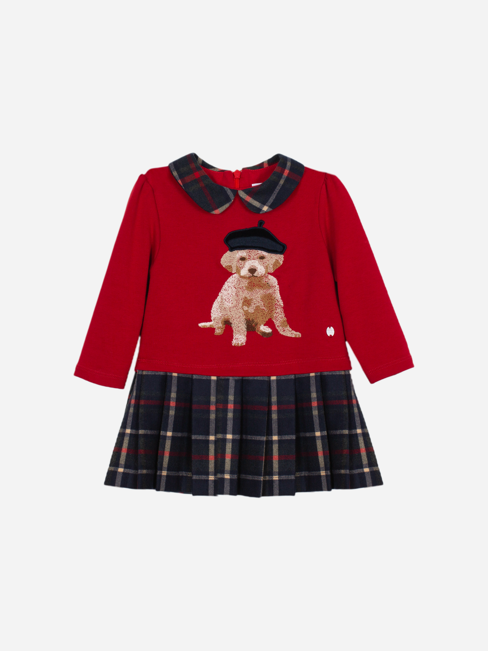 Tartan dress with dog imprint
